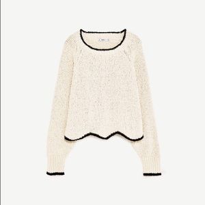 Zara “Wavy” Scallop Hem Sweater